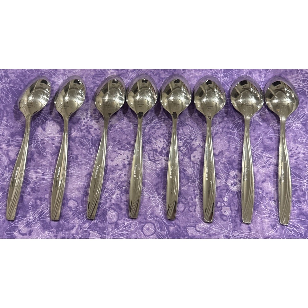 Oneida Camlynn Cleo Satin Stainless Steel‎ Teaspoon Spoon Spoons Set Of 8 - Picture 4 of 5